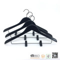 Hh Black Adjustable Clips Wooden Suit Clothes Hangers